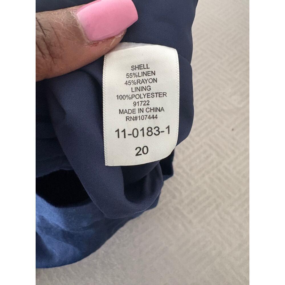 Jessica London Womens Linen Navy Blue Pants Plus Size 20 Elastic Waist Lining - Picture 6 of 13